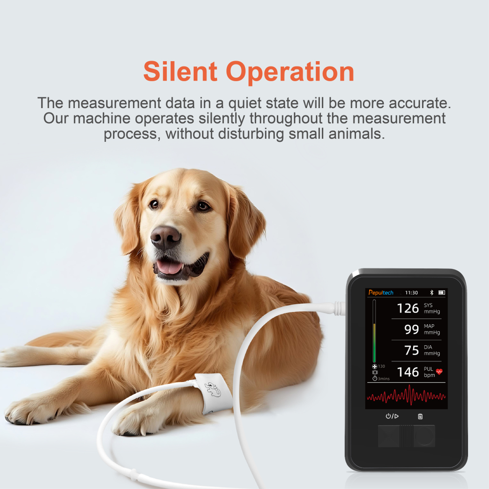 Pepultech BMN35 Veterinary Blood Pressure Monitor BP Monitor for Cat Dog Small Animal Pulse Rate Rechargeable Bluetooth APP Veterinary Blood Pressure Monitor, Automatic Digital BP Machine for Dogs Cat,Silent Operation Feline Blood Pressure Monitor,3.5 inc