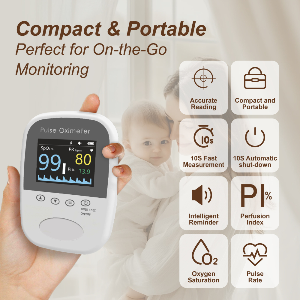 Pepultech Pulse Oximeter for Newborn Infant Kids to adult ,Bluetooth Oxygen Monitor Fingertip Oximeters with Free APP,High Accuracy SPO2 Meter for All Skin Child Adults, Used for Sports and Aviation