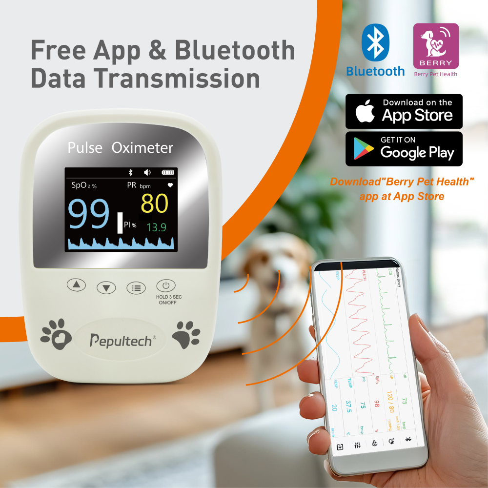 Veterinary Spo2 Pulse Oximeter,Handheld Digital Animal Pulse Oximeter Equipment for Pet Dog and Cat Tongue Probe, Easy to use and Accurate Monitor, Battery Powered (Not included)