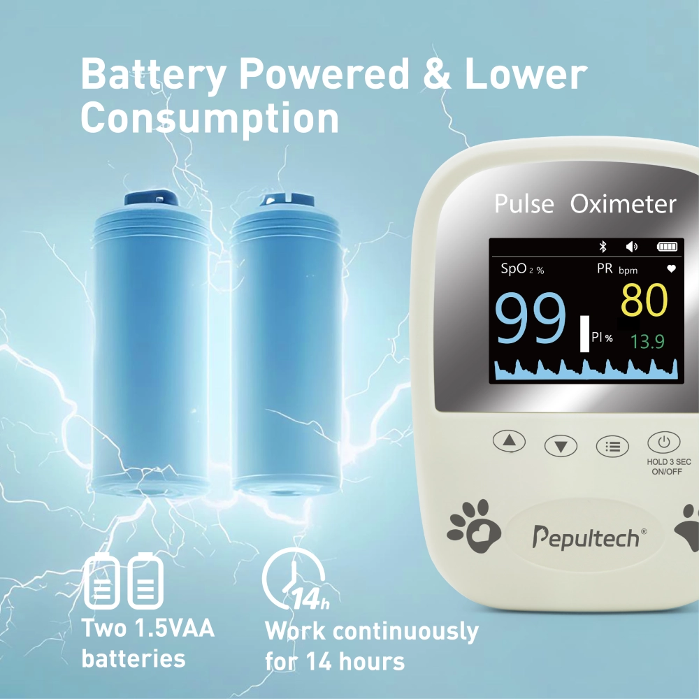 Contec CMS60D-VET Veterinary Pulse Oximeter - Handheld With Tongue/Ear Sensor & Software