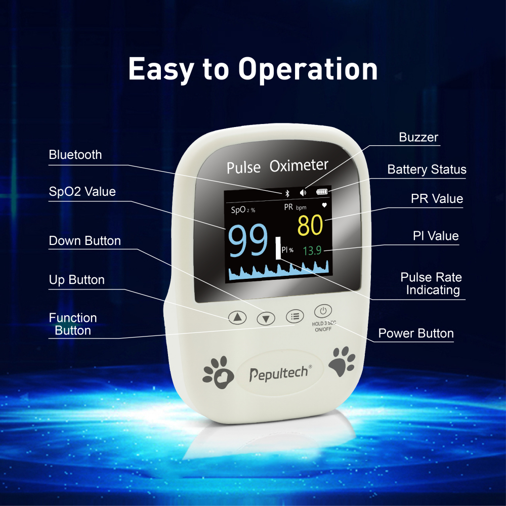 Veterinary Spo2 Pulse Oximeter,Handheld Digital Animal Pulse Oximeter Equipment for Pet Dog and Cat Tongue Probe, Easy to use and Accurate Monitor, Battery Powered (Not included)
