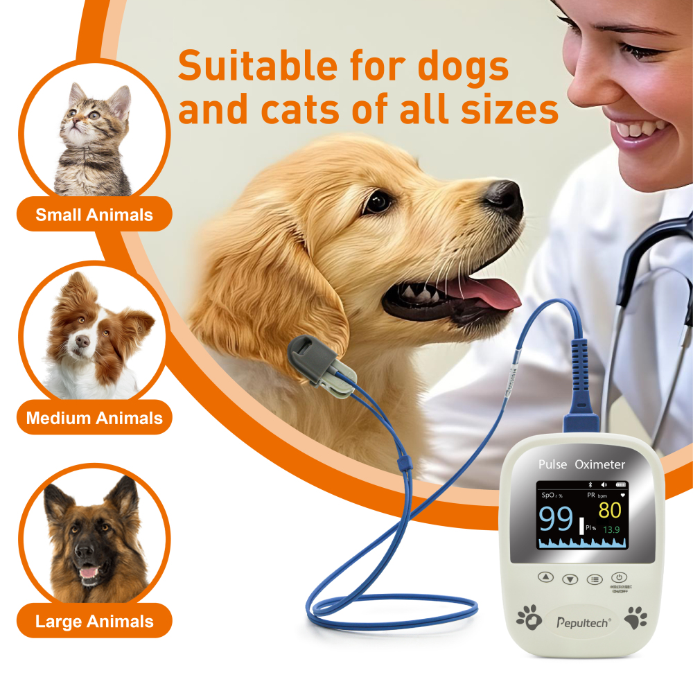 Veterinary Spo2 Pulse Oximeter,Handheld Digital Animal Pulse Oximeter Equipment for Pet Dog and Cat Tongue Probe, Easy to use and Accurate Monitor, Battery Powered (Not included)