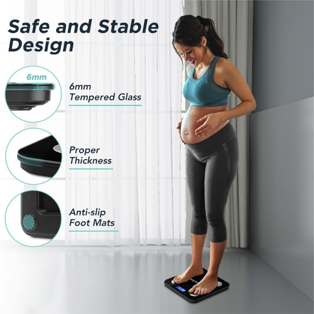 Pepultech Smart Digital Scales for Body Weight, Bathroom Weighing Scales Body Weight with App, Smart Bluetooth Body Scale for Fitness Tracking,Soft Non-Slip Feet,Body Composition Monitor 400lb/180kg