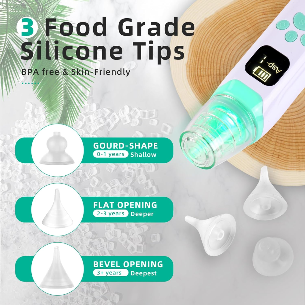 Nasal Aspirator for Baby, Electric Baby Nose Sucker with Larger Suction Chamber and More Powerful Suction, Automatic Nose Cleaner with Music and Light Soothing Function