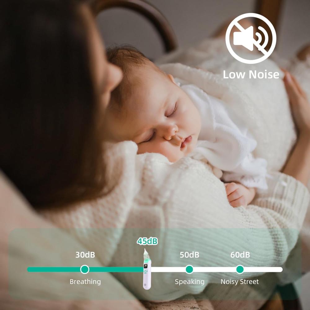 Nasal Aspirator for Baby, Electric Baby Nose Sucker with Larger Suction Chamber and More Powerful Suction, Automatic Nose Cleaner with Music and Light Soothing Function