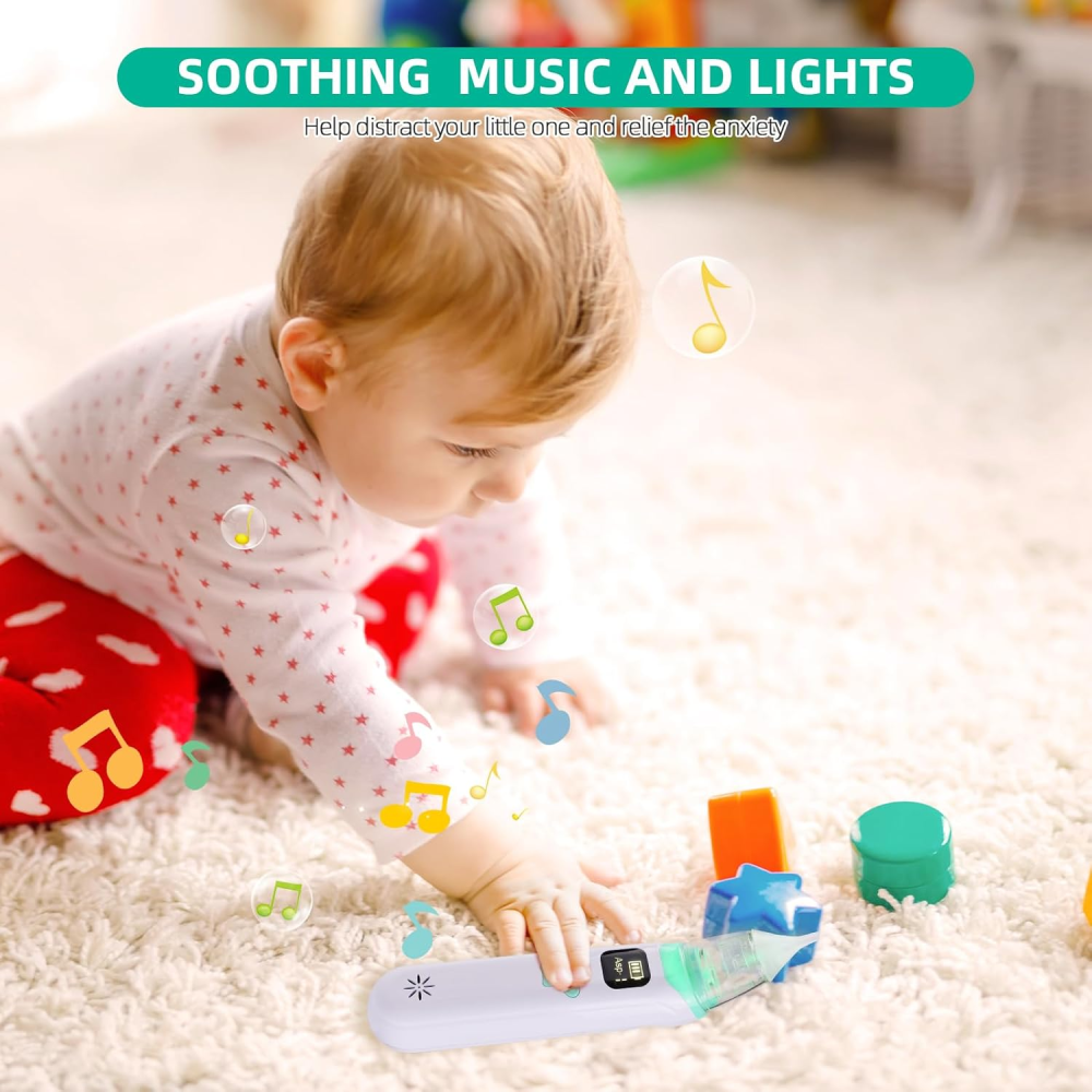 Nasal Aspirator for Baby, Electric Baby Nose Sucker with Larger Suction Chamber and More Powerful Suction, Automatic Nose Cleaner with Music and Light Soothing Function