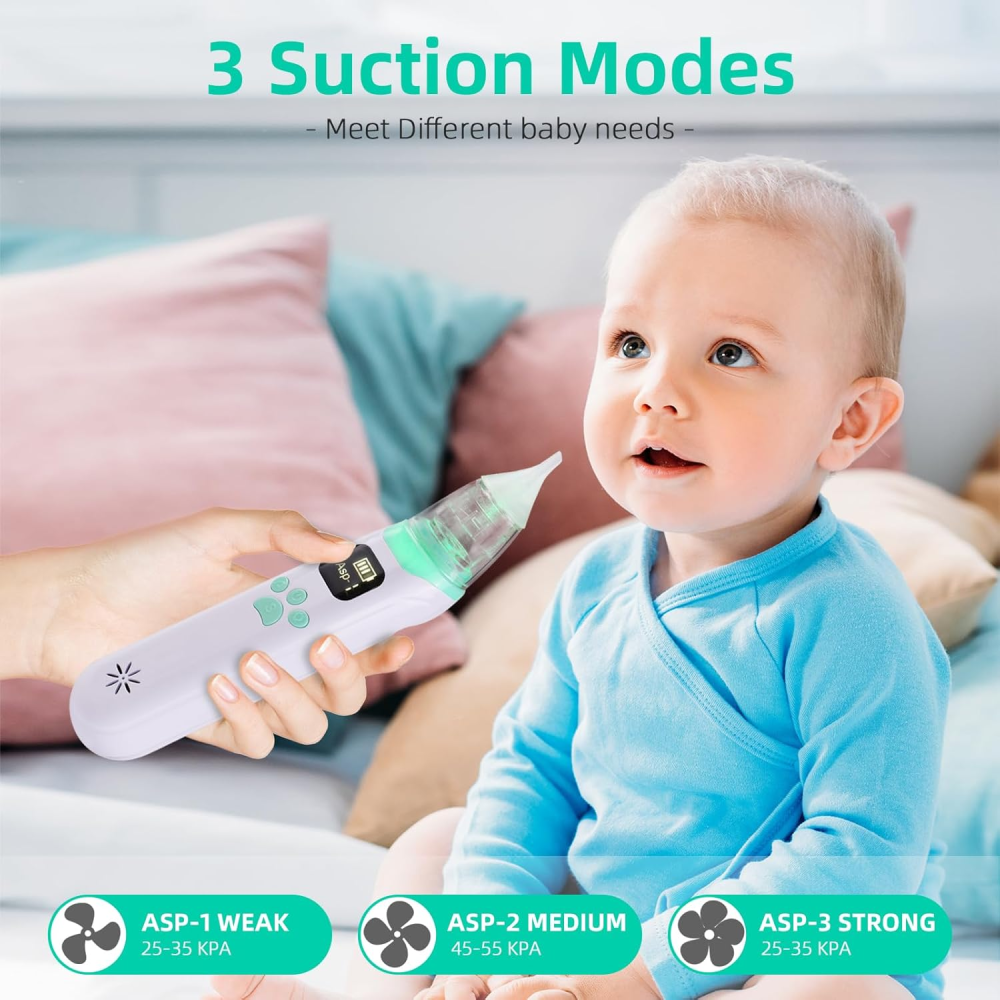 Nasal Aspirator for Baby, Electric Baby Nose Sucker with Larger Suction Chamber and More Powerful Suction, Automatic Nose Cleaner with Music and Light Soothing Function