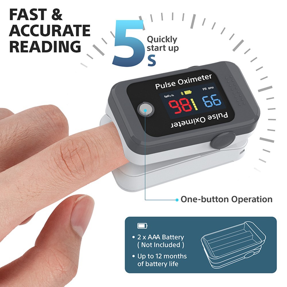 Fingertip Pulse Oximeter BM1000C Bluetooth with TFT LCD Display for Oxygen Saturation and Heart Rate Monitoring Monitor (SpO2) with Pulse Rate Measurements,Portable Finger O2 Meter with OLED Screen for Home Use and Sports,Battery Powered Inluded