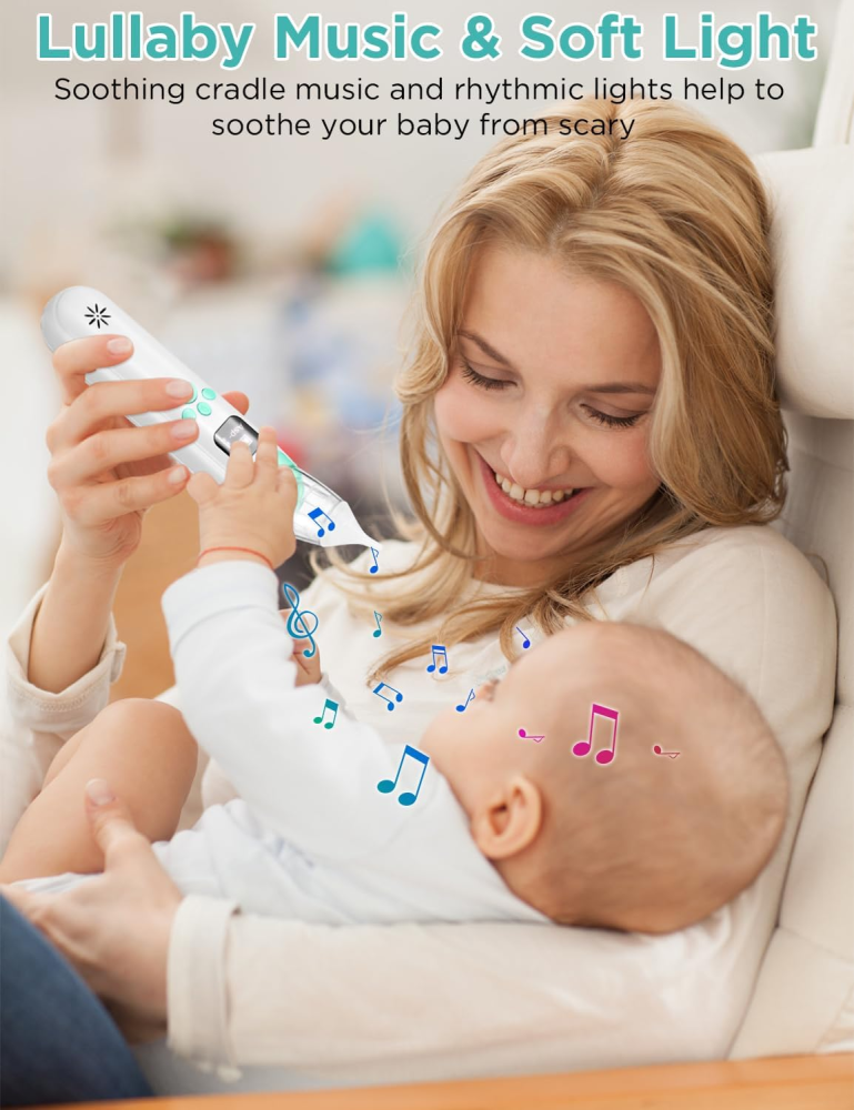 Nasal Aspirator for Baby, Electric Baby Nose Sucker with Larger Suction Chamber and More Powerful Suction, Automatic Nose Cleaner with Music and Light Soothing Function