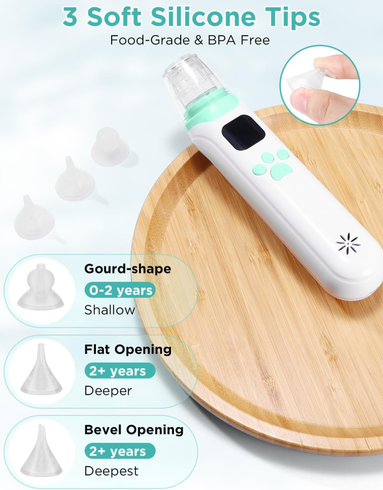 Nasal Aspirator for Baby, Electric Baby Nose Sucker with Larger Suction Chamber and More Powerful Suction, Automatic Nose Cleaner with Music and Light Soothing Function