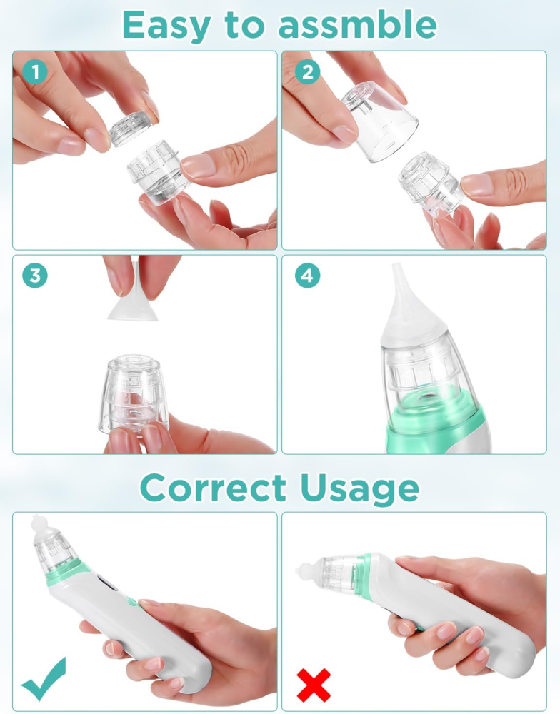 Nasal Aspirator for Baby, Electric Baby Nose Sucker with Larger Suction Chamber and More Powerful Suction, Automatic Nose Cleaner with Music and Light Soothing Function