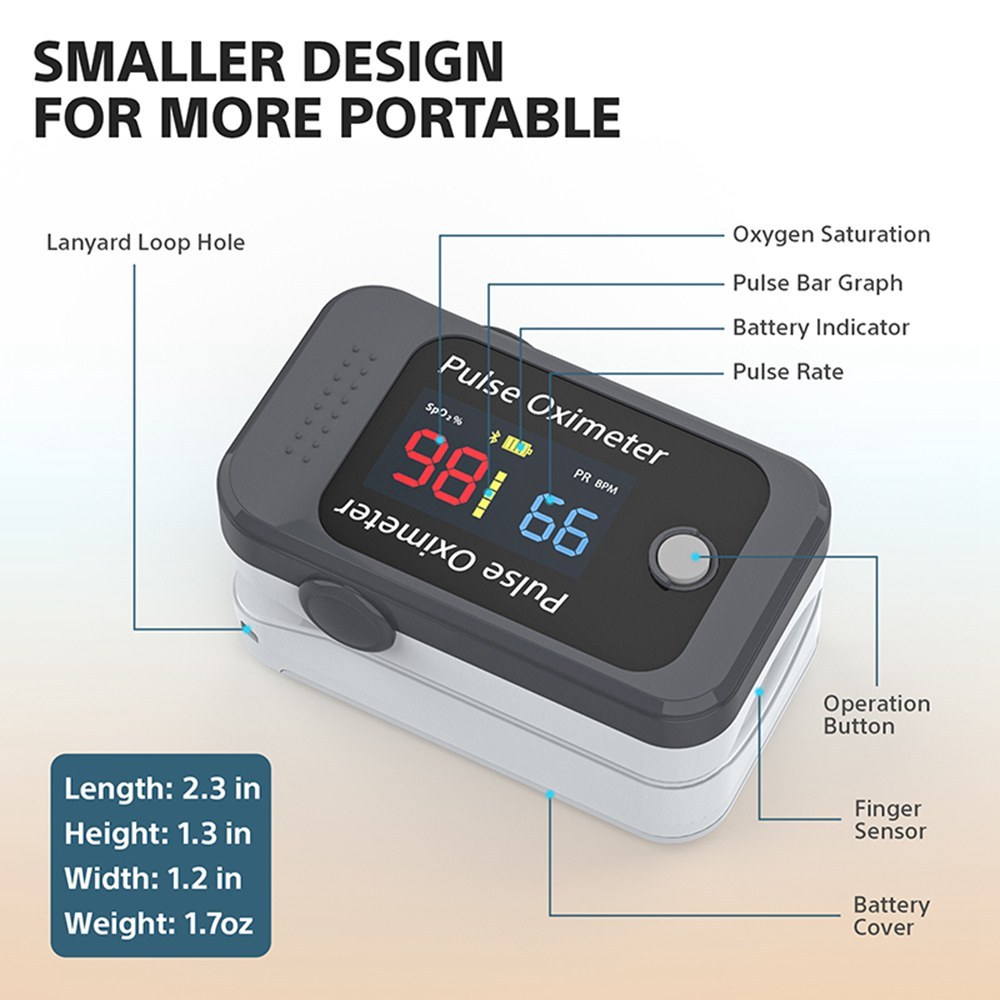 Fingertip Pulse Oximeter BM1000C Bluetooth with TFT LCD Display for Oxygen Saturation and Heart Rate Monitoring Monitor (SpO2) with Pulse Rate Measurements,Portable Finger O2 Meter with OLED Screen for Home Use and Sports,Battery Powered Inluded