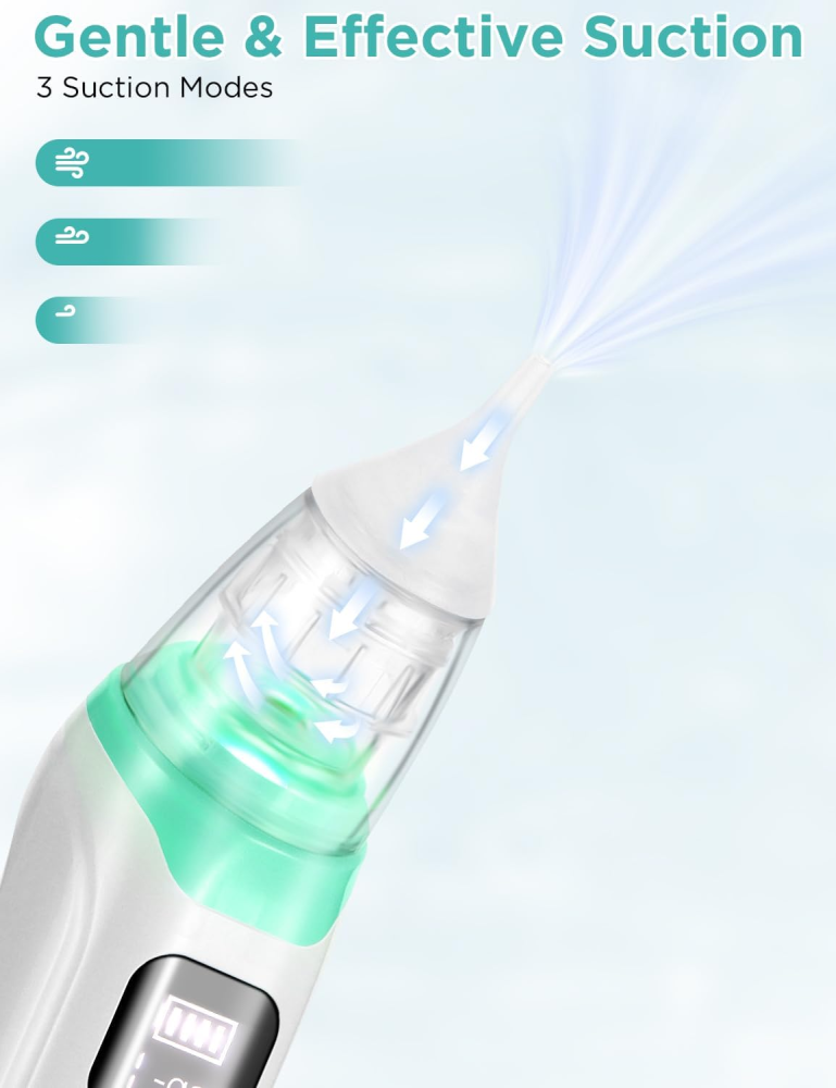 Nasal Aspirator for Baby, Electric Baby Nose Sucker with Larger Suction Chamber and More Powerful Suction, Automatic Nose Cleaner with Music and Light Soothing Function