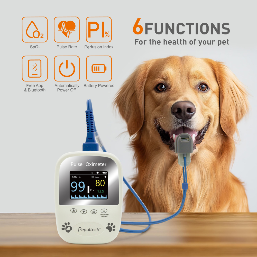 Veterinary Spo2 Pulse Oximeter,Handheld Digital Animal Pulse Oximeter Equipment for Pet Dog and Cat Tongue Probe, Easy to use and Accurate Monitor, Battery Powered (Not included)