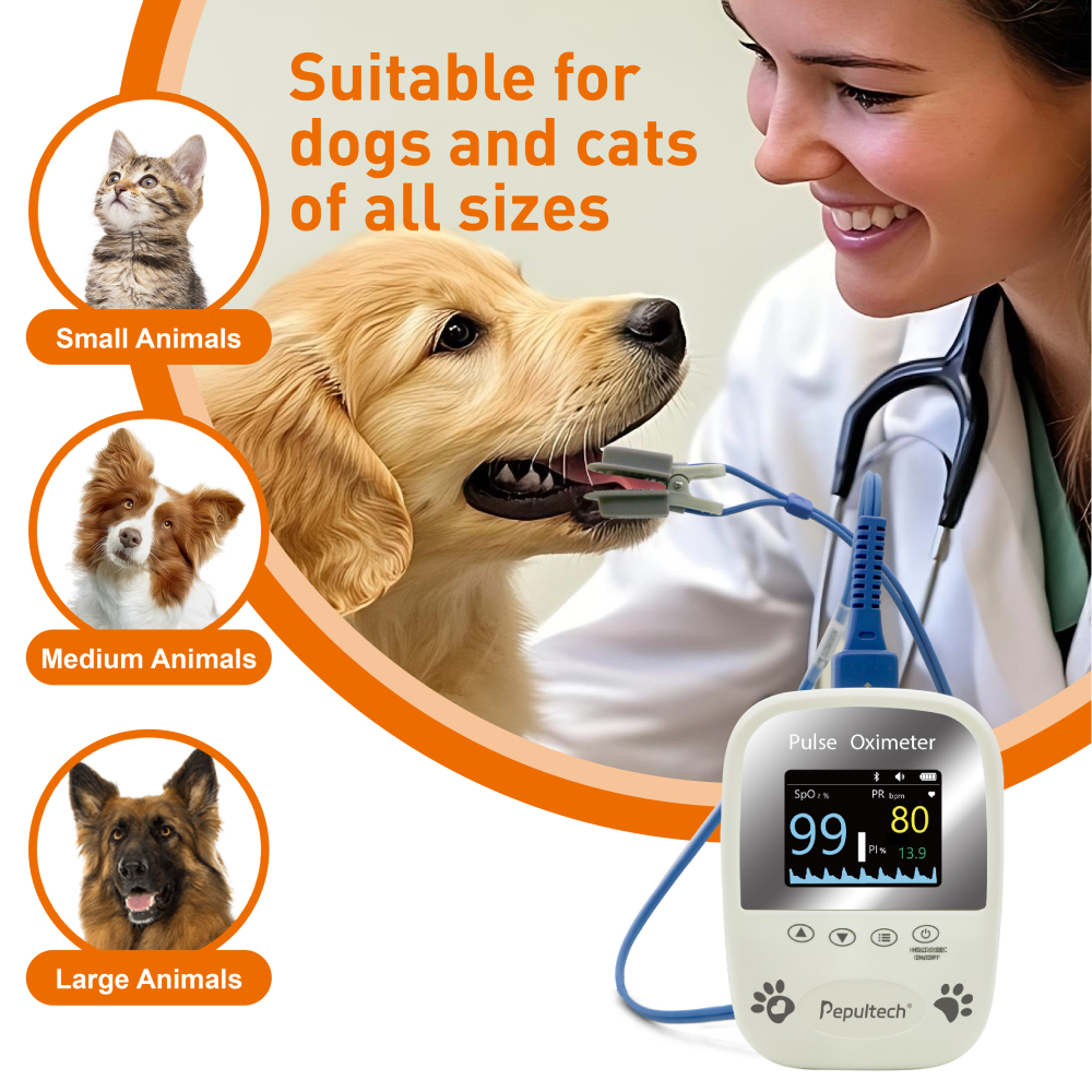 Veterinary Spo2 Pulse Oximeter,Handheld Digital Animal Pulse Oximeter Equipment for Pet Dog and Cat Tongue Probe, Easy to use and Accurate Monitor, Battery Powered (Not included)