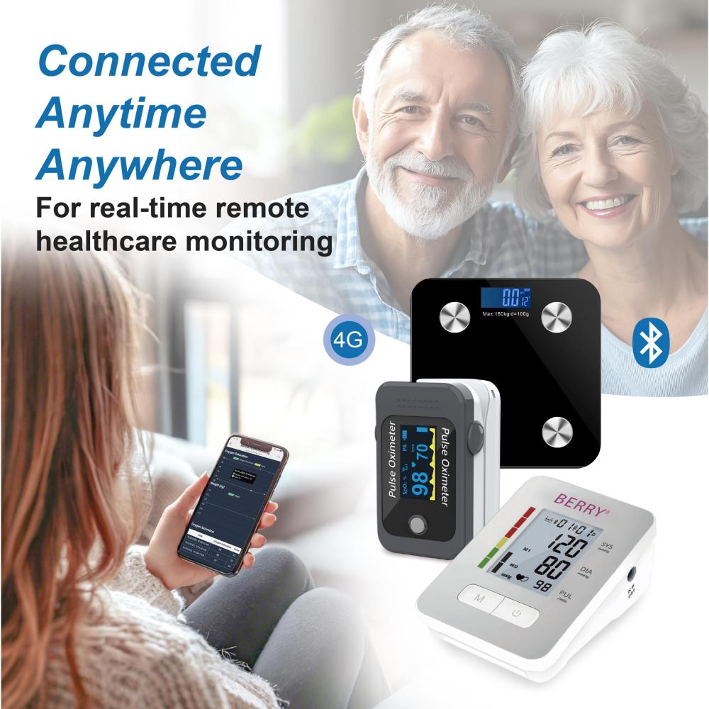 PEPULTECH Cellular Network Health Monitor Hub - Real-Time Vital Signs Tracking for Family, Real Time SPO2 and Blood Pressure Tracking via APP, Bluetooth Connected Wellness Hub
