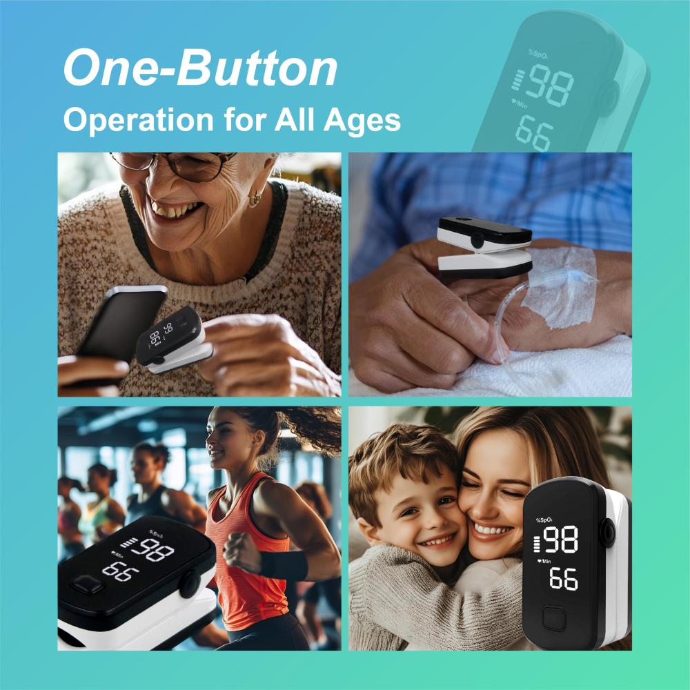Pepultech Fingertip Pulse Oximeter,Blood Oxygen Saturation Monitor for Kids Adults, High Accuracy O2 Meter for All Skin,Battery and Lanyard Included
