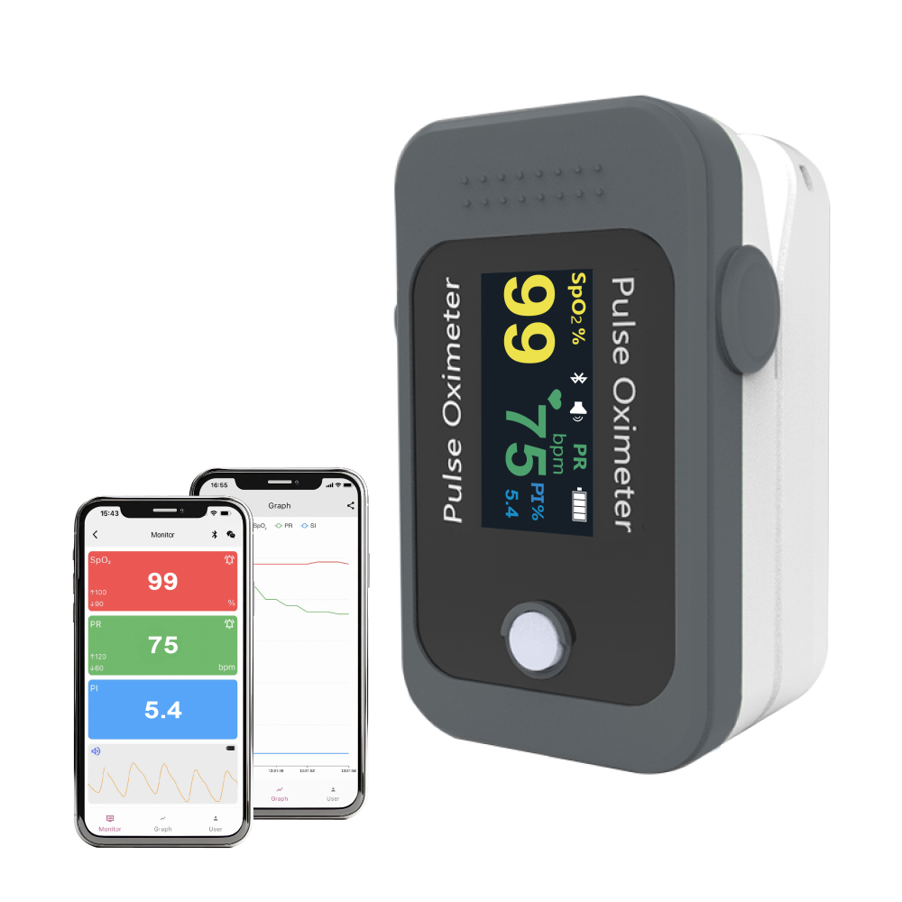 Fingertip Pulse Oximeter BM1000C Bluetooth with TFT LCD Display for Oxygen Saturation and Heart Rate Monitoring Monitor (SpO2) with Pulse Rate Measurements,Portable Finger O2 Meter with OLED Screen for Home Use and Sports,Battery Powered Inluded