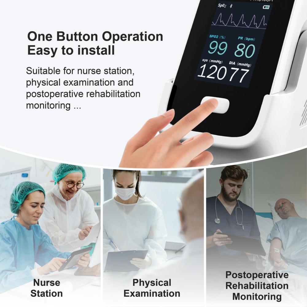 PM6100A 3-in-1 Portable Vital Signs Monitor – SpO₂, Pulse Rate & Blood Pressure with Bluetooth App
