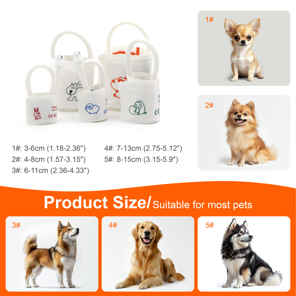 Pepultech Veterinary Blood Pressure Monitor for Dogs & Cats with 5 Cuffs, Automatic Digital BP & Pulse Rate Monitor, Silent Operation,Rechargeable