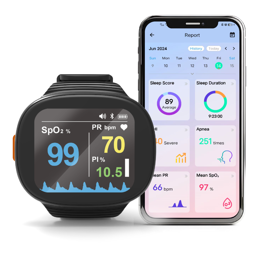Continuous Wrist Pulse Oximeter, Blood Oxygen Saturation Monitor with Smart reminder, Bluetooth，Sleep Screening Monitor，Wearable Wrist Bluetooth Pulse Oximeter with Alarm for Low O2, Rechargeable Blood Oxygen Saturation Tracker