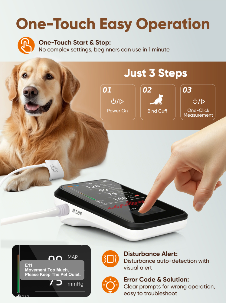 Veterinary Blood Pressure Monitor for Dogs & Cats with 5 Cuffs - BMN35