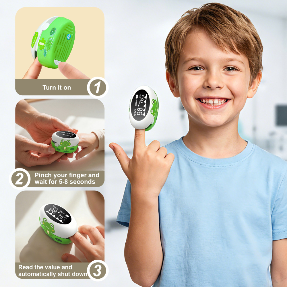 Rechargeable Cartoon Infant Pulse Oximeter for Home Use  Fast, Accurate Oxygen Saturation & Heart Rate Meter