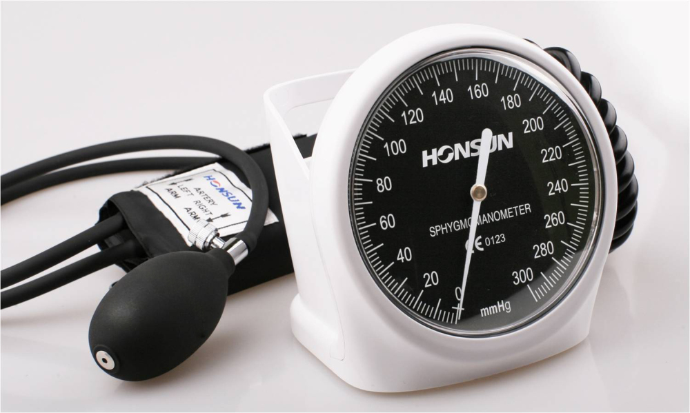 Professional Desk/Wall Sphygmomanometer with Large 113mm Dial, Nylon Cuff & Carrying Case for Clinics -- HS-60E