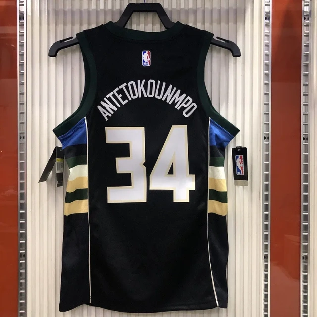 Mens Giannis Antetokounmpo 2020-21 Black Swingman Jersey - Icon Edition