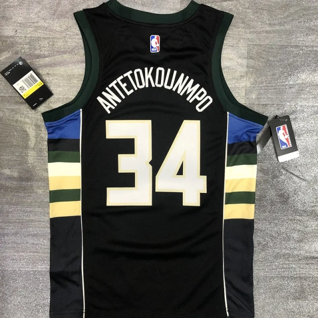 Mens Giannis Antetokounmpo 2020-21 Black Swingman Jersey - Icon Edition