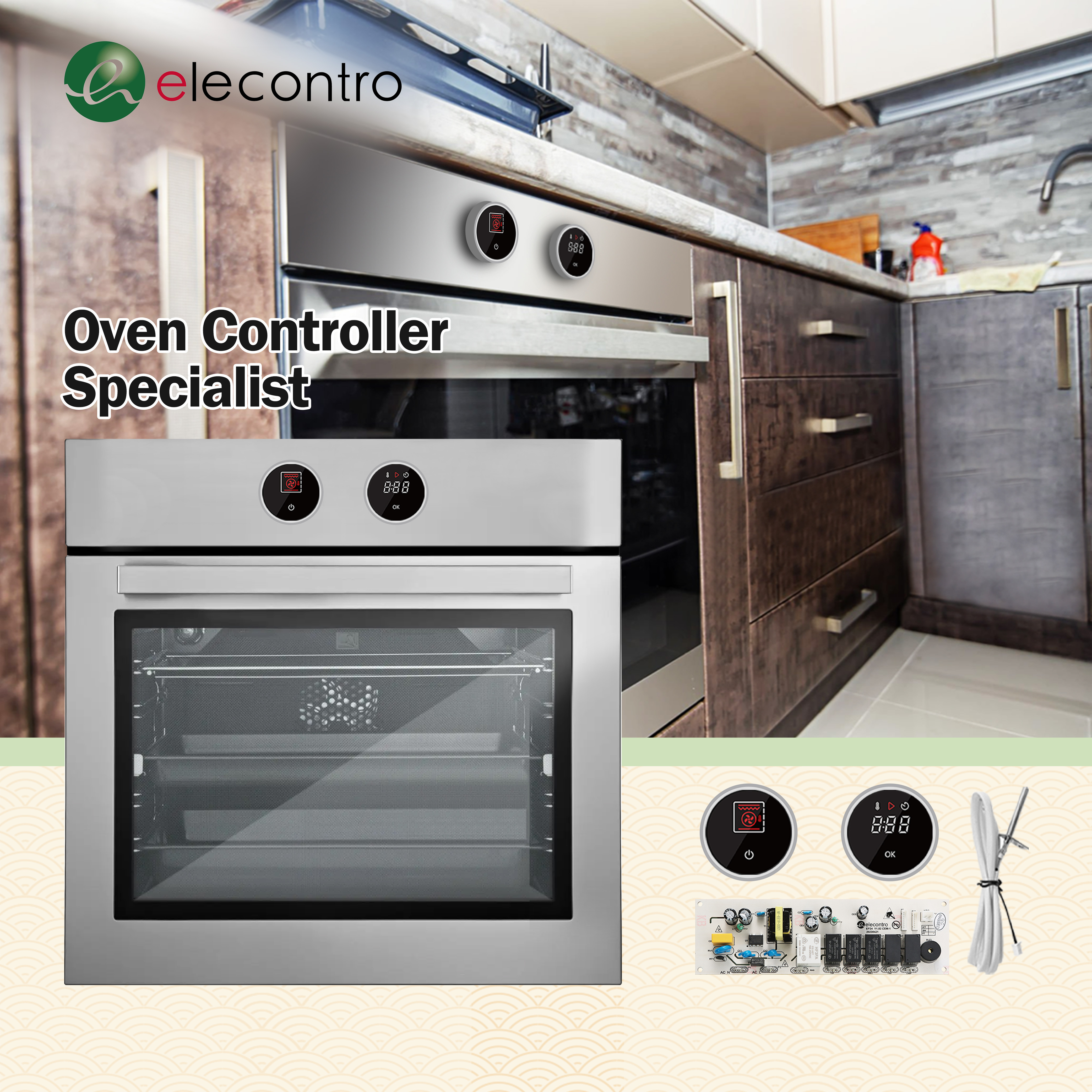 EB24 Double knob +2 touch button oven controller