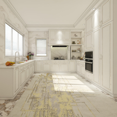 Classic Custom Solid Wood Kitchen Cabinet European Style With Built-in oven U-Shape Cabinet