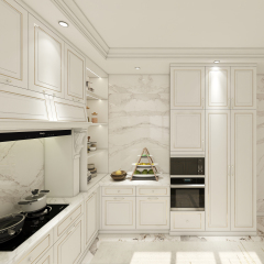 Classic Custom Solid Wood Kitchen Cabinet European Style With Built-in oven U-Shape Cabinet