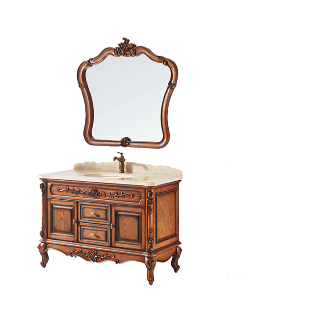 Classic Style Luxury Waterproof Wooden Bathroom Wash Storage Cabinet and Vanity Set with Sink