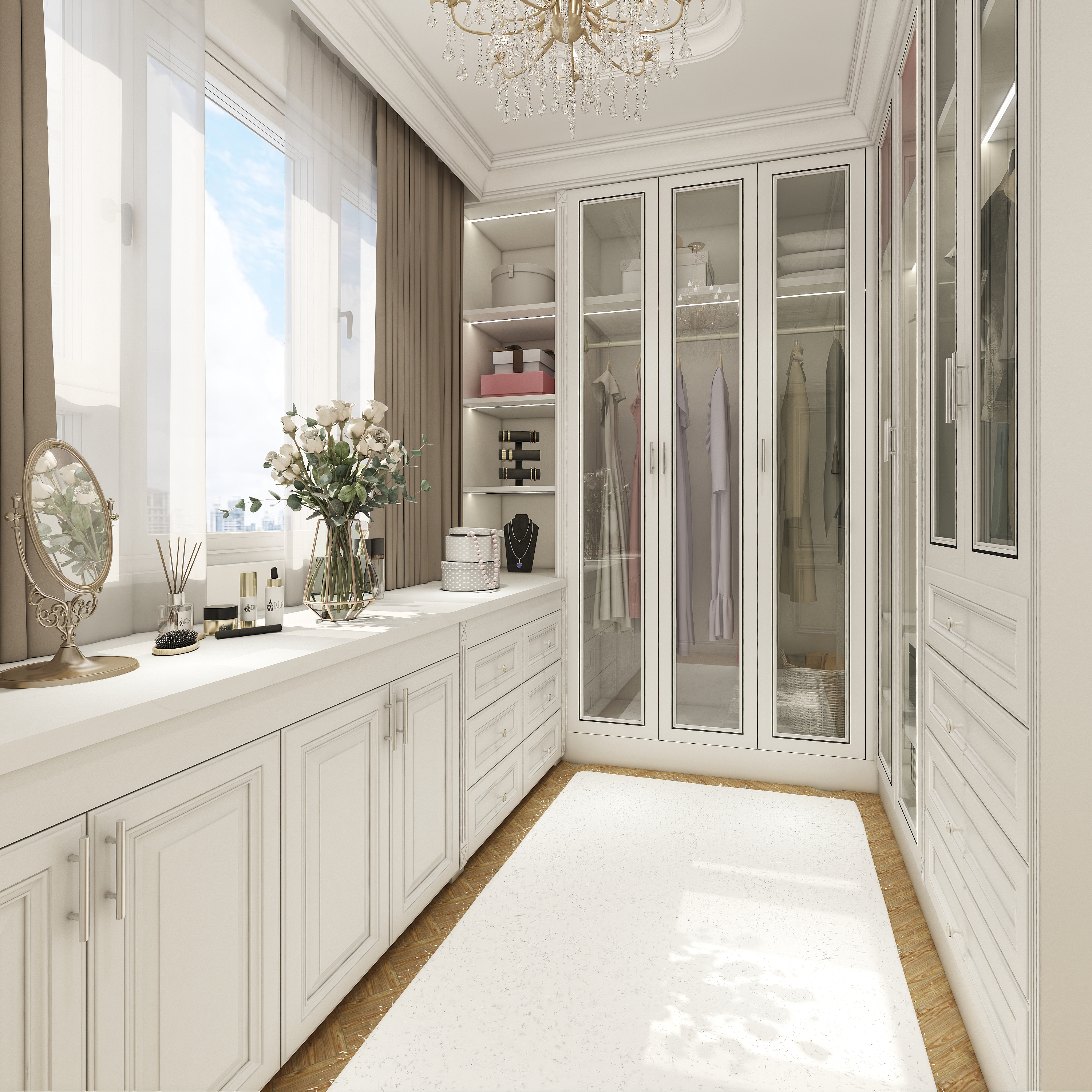 High Quality Modern High-End Solid Color Painted Wardrobe with Storage Function Practical MDF Door Material Furniture