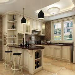 High Quality European Style Custom Classical Style Classic Luxury Solid Wood Kitchen Cabinet Design