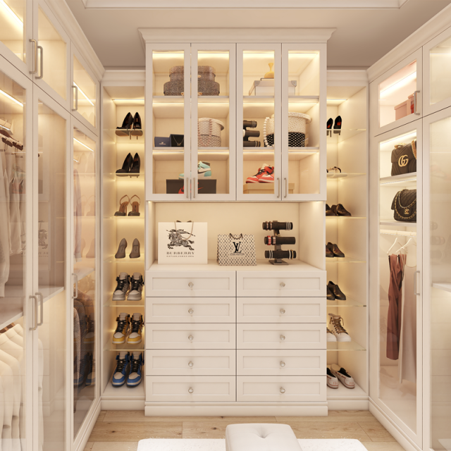 Factory Direct Supplier Durable Modern Design Closet Glass Door Wardrobe