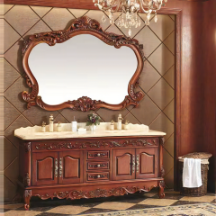 Classical Bathroom Vanity Solid Wood Floor Standing Cabinet with Mirror Bathroom Vanity Cabinet with Sink