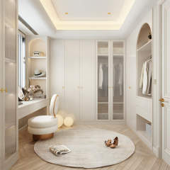 Customized Unique Design Designer Modern Luxury Walk in Closets White Arc Door MDF Door Material Furniture
