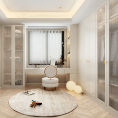 Customized Unique Design Designer Modern Luxury Walk in Closets White Arc Door MDF Door Material Furniture