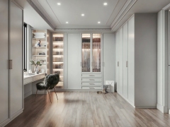 High Quality Solid Wood Wardrobe Customization Design MDF Furniture Closet Bedroom Wardrobe Custom Glass Door Panels