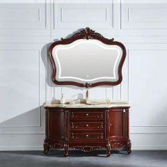 Classical Bathroom Vanity Solid Wood Floor Standing Cabinet with Mirror Bathroom Vanity Cabinet with Sink