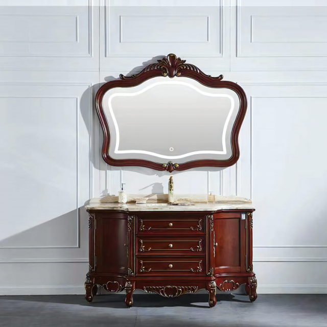 Classical Bathroom Vanity Solid Wood Floor Standing Cabinet with Mirror Bathroom Vanity Cabinet with Sink