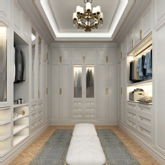 Customized Modern European French High-End Steel Furniture MDF Adjustable Wardrobes Glass Door for Villa Bedroom
