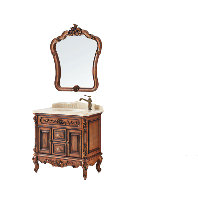 Classic Style Luxury Waterproof Wooden Bathroom Wash Storage Cabinet and Vanity Set with Sink