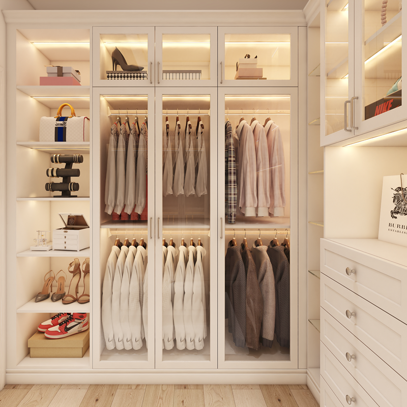 Factory Direct Supplier Durable Modern Design Closet Glass Door Wardrobe