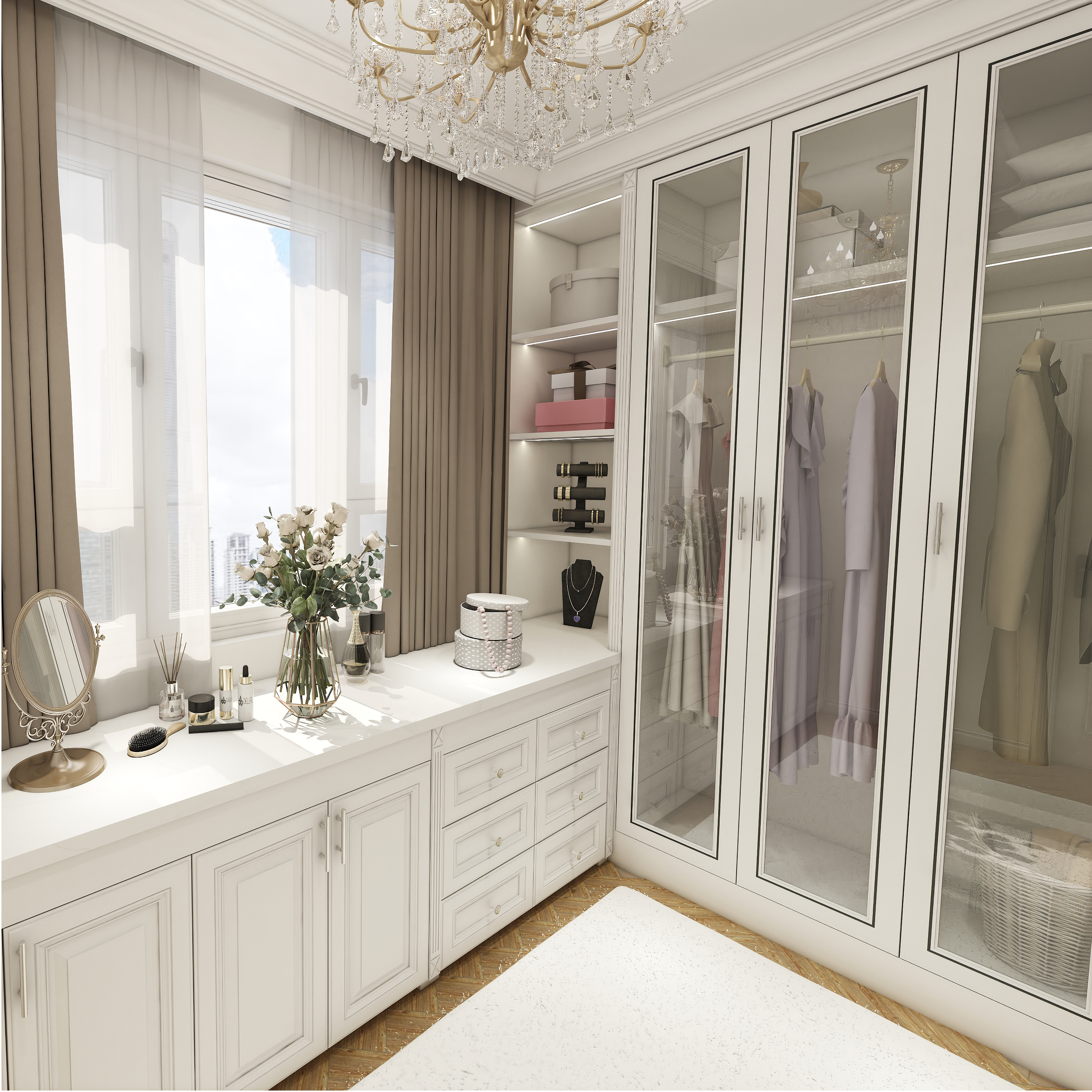 High Quality Modern High-End Solid Color Painted Wardrobe with Storage Function Practical MDF Door Material Furniture
