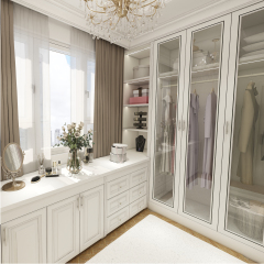 High Quality Modern High-End Solid Color Painted Wardrobe with Storage Function Practical MDF Door Material Furniture
