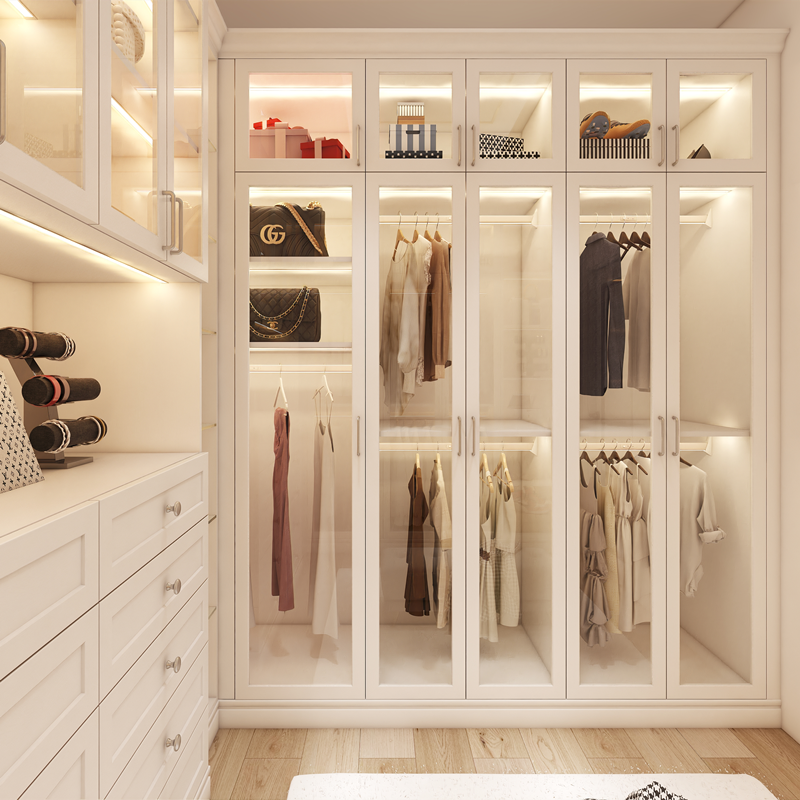 Factory Direct Supplier Durable Modern Design Closet Glass Door Wardrobe
