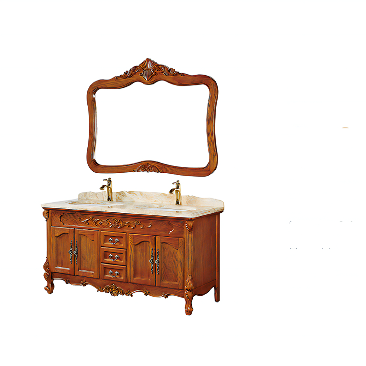 Classic Style Luxury Waterproof Wooden Bathroom Wash Storage Cabinet and Vanity Set with Sink